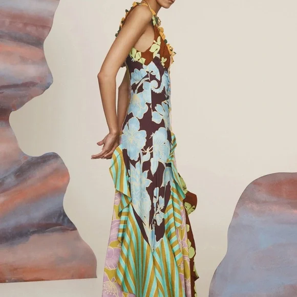 Alemais Poppy Spliced Midi Dress US 6 - Picture 3 of 9